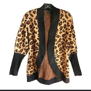 Tahari leopard print open cardigan
